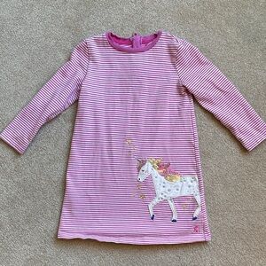Joules Pink Striped Unicorn Dress